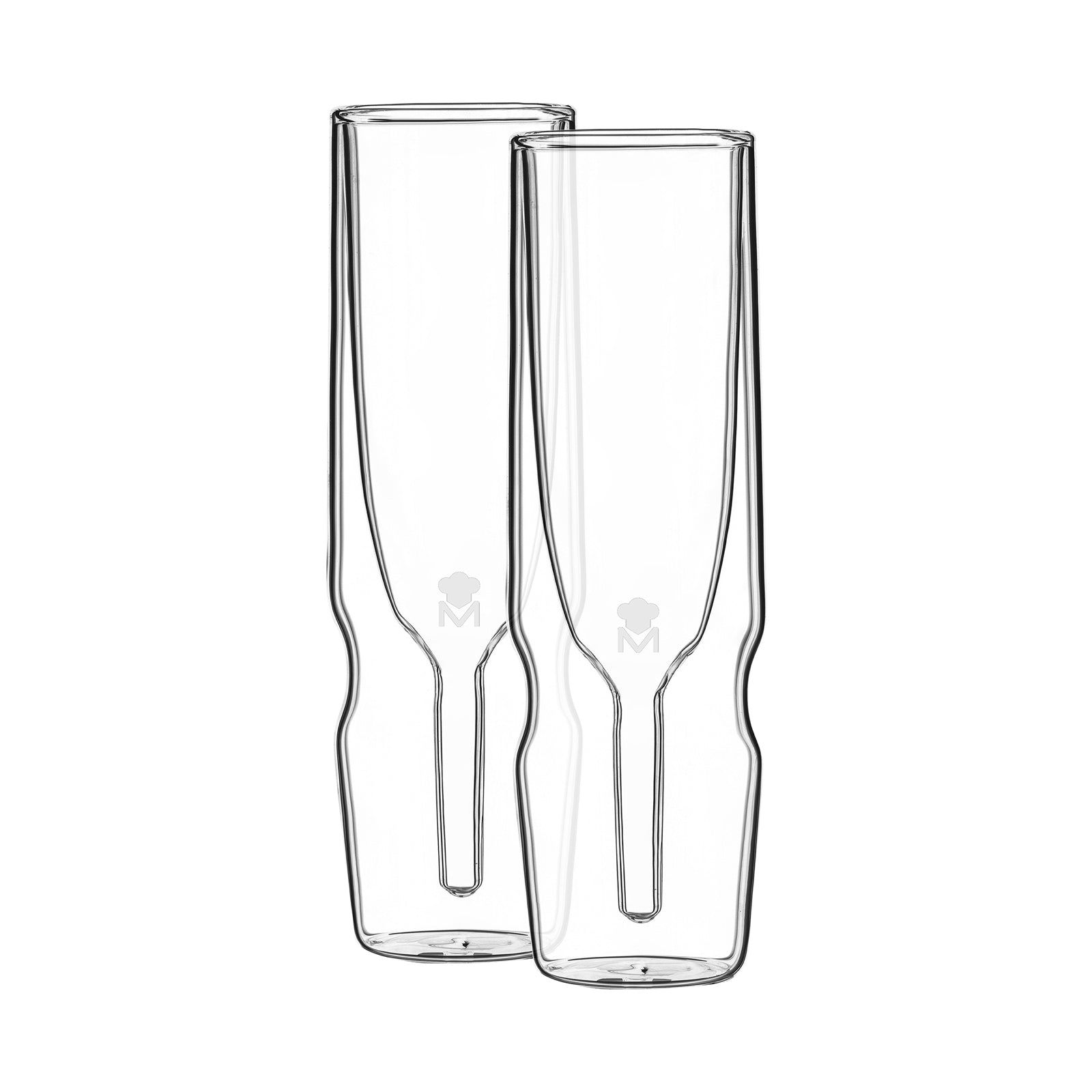 SET 2PC FLUTE GLASS 190ML BOROSILICATE